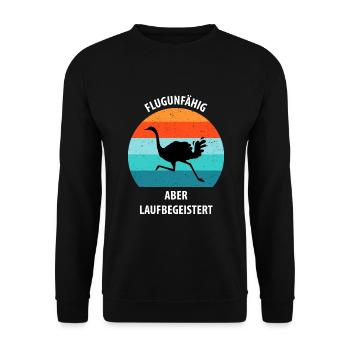 Strauß Ostrich Vogel Strauß Ornithologie - Unisex Pullover - Schwarz - Vorne - Alina (178cm) & Michal (187cm)