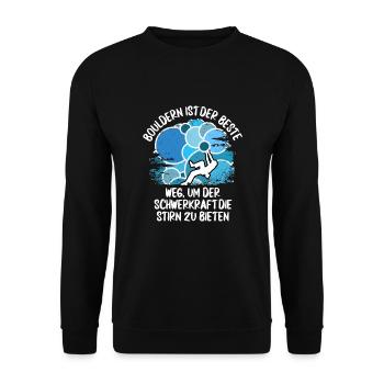 Vintage Bouldern Boulderer Klettern Kletterer - Unisex Pullover - Schwarz - Vorne - Alina (178cm) & Michal (187cm)