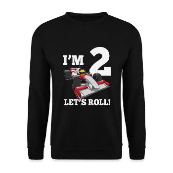 Je suis 2 let’s roll voiture de course pour 2 ans - Sweat-shirt Unisexe - noir - Devant - Alina (178cm) & Michal (187cm)