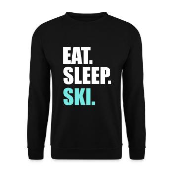 Eat Sleep Ski - Unisex Pullover - Schwarz - Vorne - Alina (178cm) & Michal (187cm)