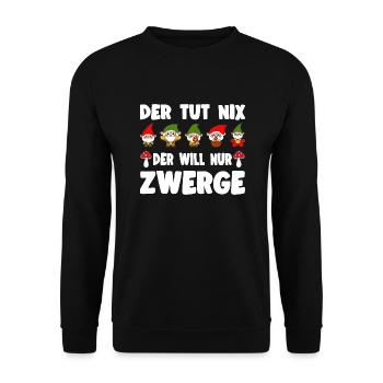 Il ne fait rien, il ne veut que des nains - Sweat-shirt Unisexe - noir - Devant - Alina (178cm) & Michal (187cm)