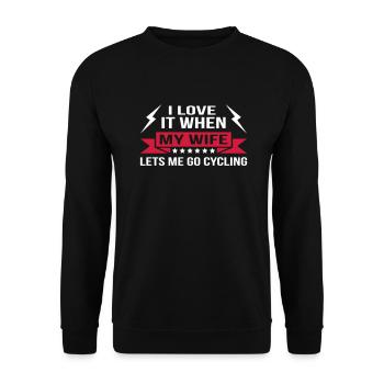 My Wife Lets Go Cycling - Unisex Sweatshirt - black - Front - Alina (178cm) & Michal (187cm)