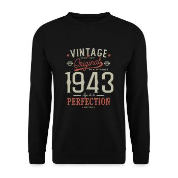 Age of Perfection 1943, Anniversary 79 years - Unisex Sweatshirt - black - Front - Alina (178cm) & Michal (187cm)