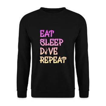 eat sleep dive repeat - Unisex Pullover - Schwarz - Vorne - Alina (178cm) & Michal (187cm)