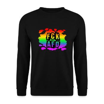 Stop AfD contre la droite, la démocratie, la diversité, la gauche - Sweat-shirt Unisexe - noir - Devant - Alina (178cm) & Michal (187cm)
