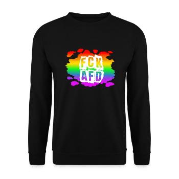 Stop AfD contre la droite, la démocratie, la diversité, la gauche - Sweat-shirt Unisexe - noir - Devant - Alina (178cm) & Michal (187cm)