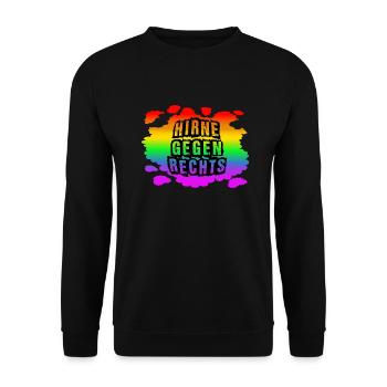 AfD stoppen gegen rechts Demokratie Vielfalt links - Unisex Pullover - Schwarz - Vorne - Alina (178cm) & Michal (187cm)