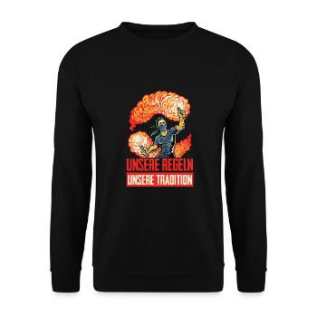 Feuerwerk ist kein Verbrechen Pyro Ultras - Unisex Pullover - Schwarz - Vorne - Alina (178cm) & Michal (187cm)