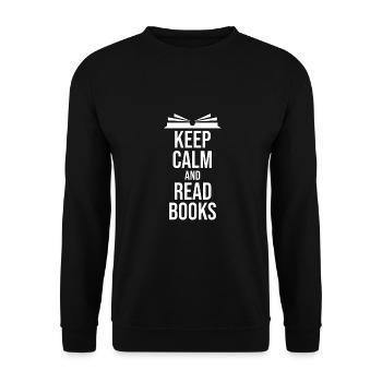 Bücherwurm Lustig Nerd Geek Leseratte Bibliothek - Unisex Pullover - Schwarz - Vorne - Alina (178cm) & Michal (187cm)