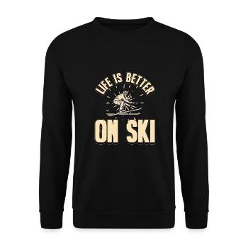 Ski Wintersport Urlaub Winter Apres Ski Geschenk - Unisex Pullover - Schwarz - Vorne - Alina (178cm) & Michal (187cm)