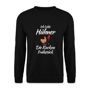 Hühner Landwirtschaft Huhn - Unisex Pullover - Schwarz - Vorne - Alina (178cm) & Michal (187cm)