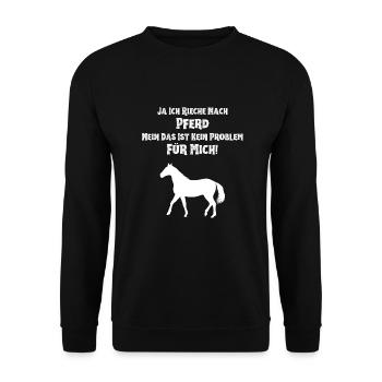 HUFEISEN WERFEN JA BITTE NUR MIT PFERD - Unisex Pullover - Schwarz - Vorne - Alina (178cm) & Michal (187cm)