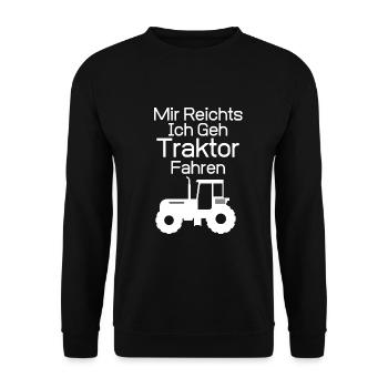 ICH KAUFE MIR EINEN NEUEN TRAKTOR DER ALLES KANN - Unisex Pullover - Schwarz - Vorne - Alina (178cm) & Michal (187cm)
