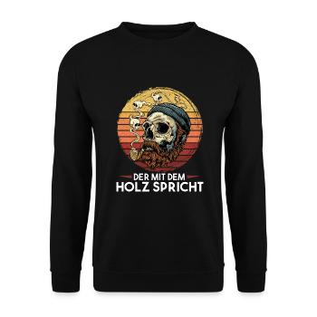 DER WALD SCHREIT NACH EINER MOTORSÄGE ODER SÄGE - Unisex Pullover - Schwarz - Vorne - Alina (178cm) & Michal (187cm)