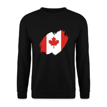Kanada Flagge Ahornblatt Kanadische Fahne Canada - Unisex Pullover - Schwarz - Vorne - Alina (178cm) & Michal (187cm)