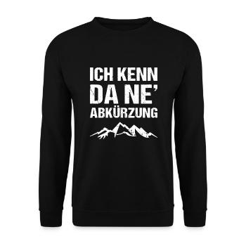 Ich Kenn Da Ne´Abkürzung Berge Wandern Humor - Unisex Pullover - Schwarz - Vorne - Alina (178cm) & Michal (187cm)