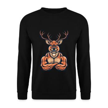 Bodybuilder Reh Weightlifting Muskelaufbau Gym - Unisex Pullover - Schwarz - Vorne - Alina (178cm) & Michal (187cm)