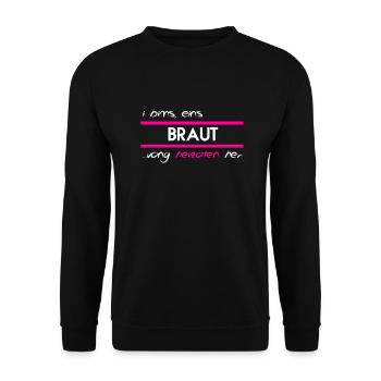BRAUT, JGA, GESCHENK - Unisex Pullover - Schwarz - Vorne - Alina (178cm) & Michal (187cm)