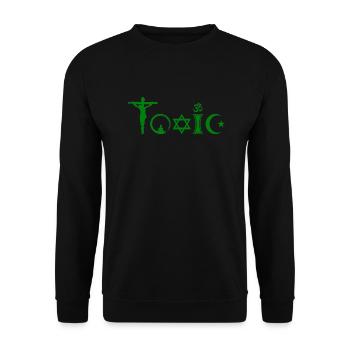 Giftiges Grün - Unisex Pullover - Schwarz - Vorne - Alina (178cm) & Michal (187cm)