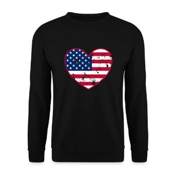 America Heart Gift Idea Emigrating Holiday USA - Unisex Sweatshirt - black - Front - Alina (178cm) & Michal (187cm)