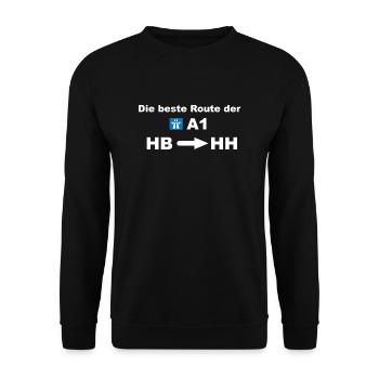 Die beste Route der A1 Bremen Hamburg Geschenk - Unisex Pullover - Schwarz - Vorne - Alina (178cm) & Michal (187cm)