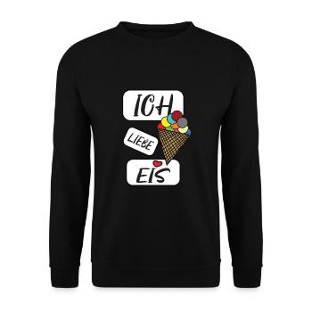 Ich Liebe Eis Freizeit Kinder T-Shirt Geschenkidee - Unisex Pullover - Schwarz - Vorne - Alina (178cm) & Michal (187cm)