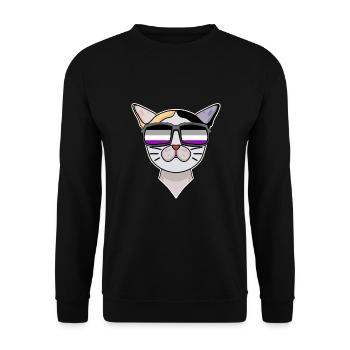 Asexuel Lgbt Japonais Bobtail Cat Asexualité - Sweat-shirt Unisexe - noir - Devant - Alina (178cm) & Michal (187cm)