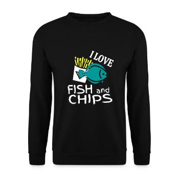 I love fish and chips English specialty - Unisex Sweatshirt - black - Front - Alina (178cm) & Michal (187cm)