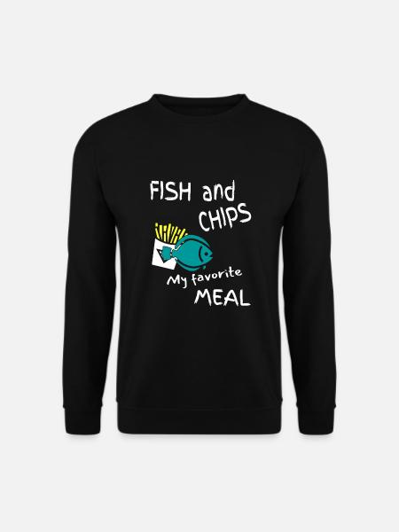 Fish and Chips mein Lieblingsessen - Unisex Pullover - Schwarz