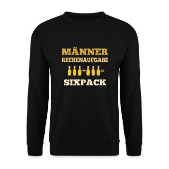 Bier Männer Rechenaufgabe Sixpack Bier Spruch - Unisex Pullover - Schwarz - Vorne - Alina (178cm) & Michal (187cm)