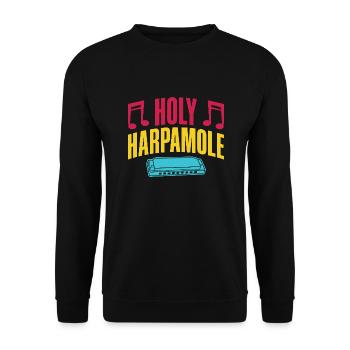 Funny Harmonica Player Holy Harpamole Harmonica - Unisex Pullover - Schwarz - Vorne - Alina (178cm) & Michal (187cm)
