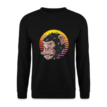 Lustiges Affe Schimpanse DNA - Unisex Pullover - Schwarz - Vorne - Alina (178cm) & Michal (187cm)