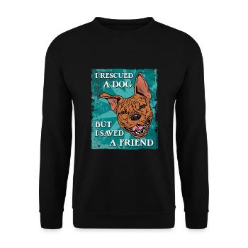 J’AI SAUVÉ UN CHIEN - MAIS J’AI SAUVÉ UN AMI - Sweat-shirt Unisexe - noir - Devant - Alina (178cm) & Michal (187cm)