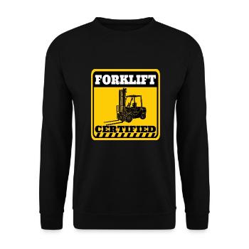 Zertifizierter Gabelstaplerfahrer Kompetenz - Unisex Pullover - Schwarz - Vorne - Alina (178cm) & Michal (187cm)