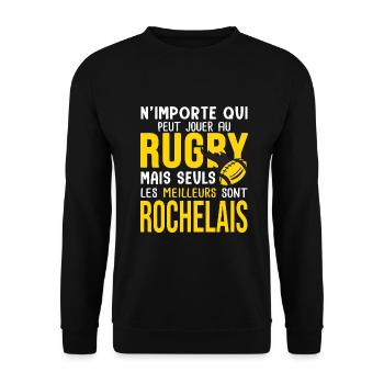 Rugby La Rochelle supporter rochelais club rugby - Sweat-shirt Unisexe - noir - Devant - Alina (178cm) & Michal (187cm)