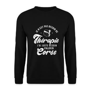 Corse thérapie Humour souvenir de Corse - Sweat-shirt Unisexe - noir - Devant - Alina (178cm) & Michal (187cm)