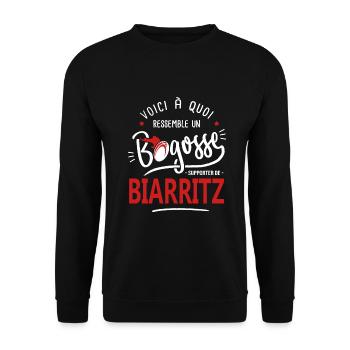 rugby Biarritz bogosse sport rugby biarritz - Sweat-shirt Unisexe - noir - Devant - Alina (178cm) & Michal (187cm)
