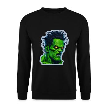 green halloween monster - Unisex Sweatshirt - black - Front - Alina (178cm) & Michal (187cm)