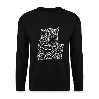 Leopard White - Unisex Sweatshirt - black - Front - Alina (178cm) & Michal (187cm)