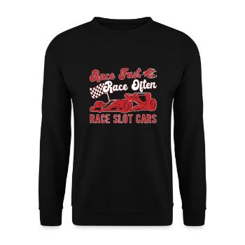 Course, course rapide, course souvent de voitures de course - Sweat-shirt Unisexe - noir - Devant - Alina (178cm) & Michal (187cm)
