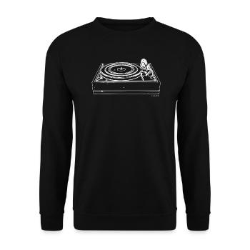 Plattenspieler Dual 1219 Turntable retro weiss - Unisex Pullover - Schwarz - Vorne - Alina (178cm) & Michal (187cm)