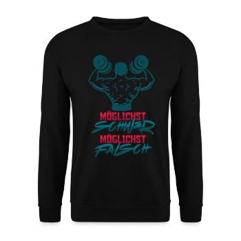 Gewichtheben Bodybuilder Fitness Workout - Unisex Pullover - Schwarz - Vorne - Alina (178cm) & Michal (187cm)
