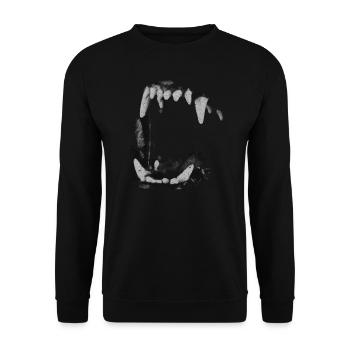Pitbull teeth Grunge Soft Goth Aesthetic Geschenk - Unisex Pullover - Schwarz - Vorne - Alina (178cm) & Michal (187cm)
