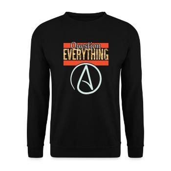 Question everything - Unisex Sweatshirt - black - Front - Alina (178cm) & Michal (187cm)