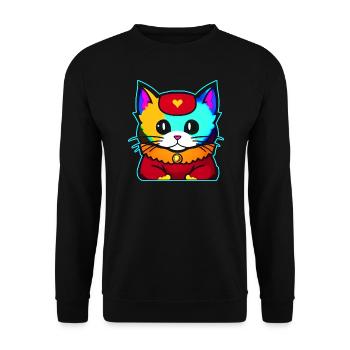 Chat mignon aux couleurs vives - Sweat-shirt Unisexe - noir - Devant - Alina (178cm) & Michal (187cm)