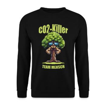 CO2 Killer Baum - hell - Unisex Pullover - Schwarz - Vorne - Alina (178cm) & Michal (187cm)