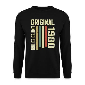 Retro Geschenk aus den 1980er Jahren zum 44. Geburtstag Vintage aus den 1980er Jahren - Unisex Pullover - Schwarz - Vorne - Alina (178cm) & Michal (187cm)
