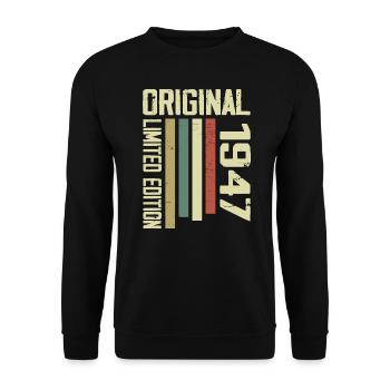 Retro 1947 cadeau 77e anniversaire Vintage 1947 - Sweat-shirt Unisexe - noir - Devant - Alina (178cm) & Michal (187cm)