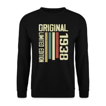 Retro 1938 Geschenk 86. Geburtstag Jahrgang 1938 - Unisex Pullover - Schwarz - Vorne - Alina (178cm) & Michal (187cm)