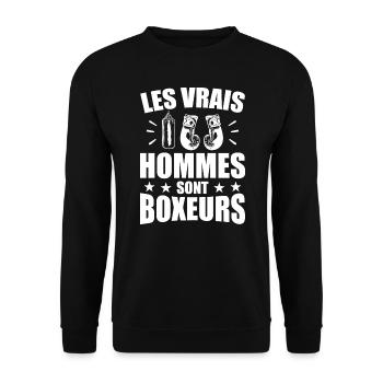 Real Men Are Boxers Humor Boxing - Unisex Sweatshirt - black - Front - Alina (178cm) & Michal (187cm)